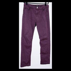 Jen7 by 7 for All Mankind Womens Purple Sateen Slim Straight Jeans Sz 14 EUC